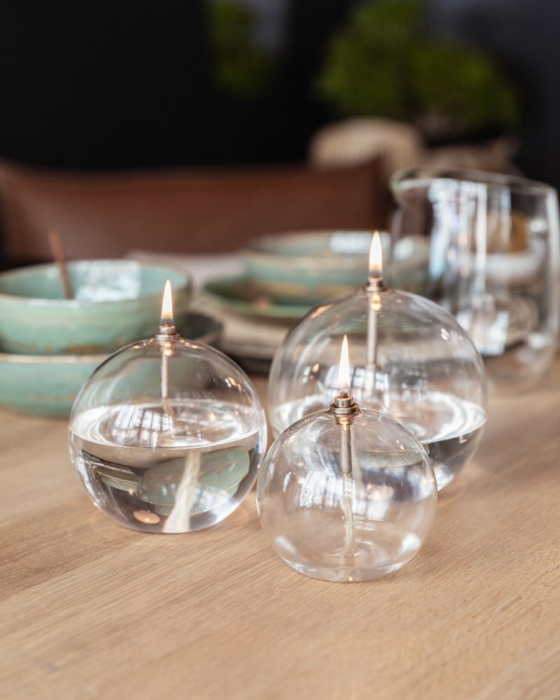 Oberstdorfer Glashütte Lampe A Huile Ronde En Verre Coloré Lampe A